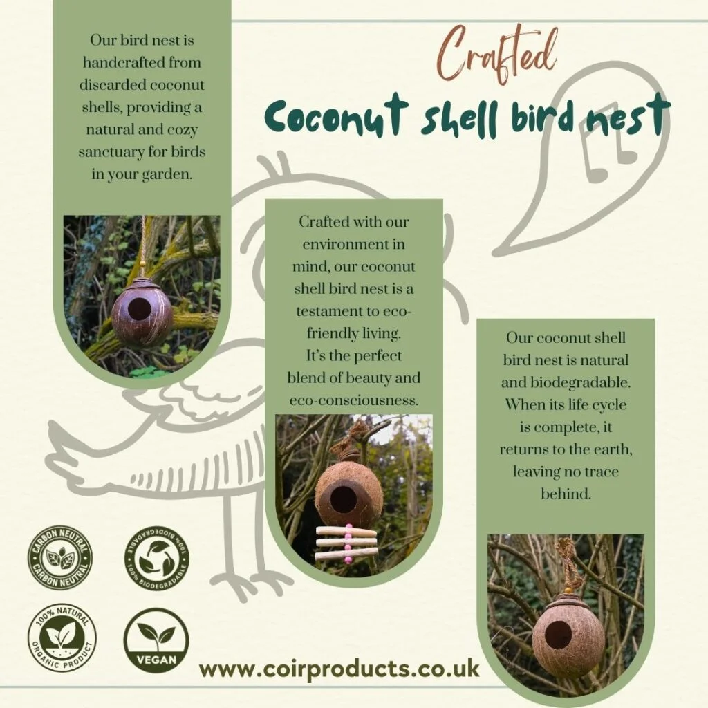 Eco-friendly and elegant coconut shell bird nests from CoirProducts